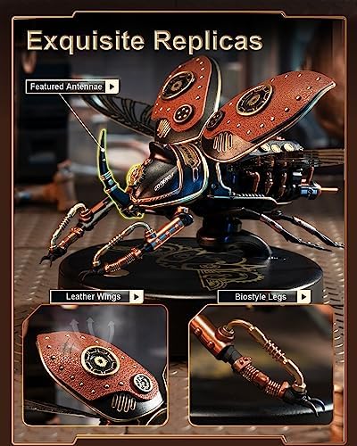 ROKR 3D Puzzles for Adults Electric Insect Metal Model Building Kit Desk Toys Hobby Kit for Adults Gift for Teens (Rhinoceros Beetle) - Image 5